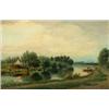 Image 1 : J P C Grolman (Dutch, 19th Century) Fisherfolk on a River signed lower right "J P C Grolman '56" oi.
