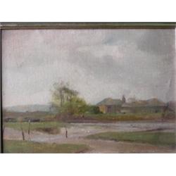 Henry Thomas Schafer, RBA (1854-1915) A Farm by a River signed lower left "H Thomas Schafer" oil on.