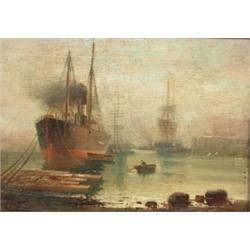 William Minshall Birchall (1884-1941) Shipping in a Harbour signed lower left "W M Birchall" oil on.