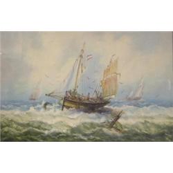 T Westcott (English, 19th Century) A Sailing Ship in a Stormy Sea signed lower right "T Westcott '8.