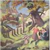 Image 1 : Francis Helps (20th Century) Children playing in a Landscape inscribed on the reverse "Francis Help.
