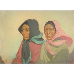 Harold Ocament (20th Century) Two Indian Women signed lower right "Harold Ocament" oil on canvas, 4.