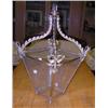 Image 1 : A 19th century glazed brass lantern, four foliate arms supporting the tapering square sides with cl.