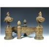 Image 1 : A pair of 19th century bronze doré chenets, the flambeau urn fronts on beaded, oak leaf garlanded a.