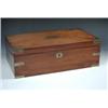 Image 1 : A Victorian mahogany writing slope, the rectangular lid with brass bound corners and escutcheon, th.