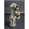 Image 1 : A bronze figural fountain, the naked putto holding a dolphin in his left hand which would spout wat.