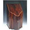 Image 1 : A George III mahogany knife box the shaped front and sloping lid crossbanded in satinwood, the latt.