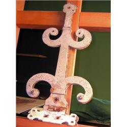 Two pairs of mid Victorian iron hinges, each worked with two bars scrolling from the main cinquefoi.