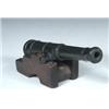 Image 1 : A 19th century scale model cannon, the late 18th century style barrel of bronze and on mahogany and.