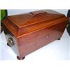 Image 1 : A George III partridgewood tea caddy, the sarcophagus shape with boxwood lined edges, with ring han.