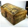 Image 1 : An early 19th century Prisoner of War straw work casket, the arched lid worked with five stars and..