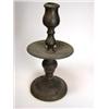 Image 1 : An early 18th century brass candlestick, the thistle shaped nozzle on a baluster stem above the bro.