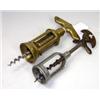 Image 1 : A bronze and an aluminium corkscrew, the former with T-bar handle and four open bar barrel and the..