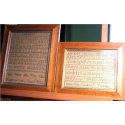 'Selena Wise, Tonbridge Kent June 1st 1822', her needlework sampler, worked in grey wools with numb.