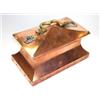 Image 1 : An Arts and Crafts copper casket, the rectangular lid applied with rosettes of paste jewels either..