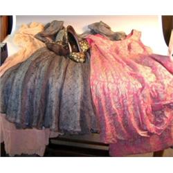 A collection of 1950's Lady's clothing, to include: a pair of Harrods shoes, a size 14 grey lace an.