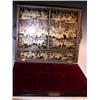Image 1 : A mid 19th century Chinese gilt black lacquer writing slope, the rectangular fall front lid and sid.