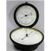 Image 1 : 'J Bruce, Liverpool', an aneroid barometer and arc thermometer in circular painted metal case, bear.