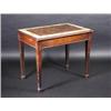 Image 1 : A 19th century mahogany centre table, the rectangular rouge breccia marble inset top with moulded e.