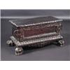 Image 1 : A continental carved oak cassone, the rectangular rising top with carved edge above a carved panell.