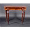 Image 1 : A Regency mahogany tea table, the rounded rectangular fold over top above a plain frieze supported..