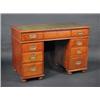 Image 1 : A 19th century mahogany campaign pedestal desk, the moulded rectangular leather inset top above a l.