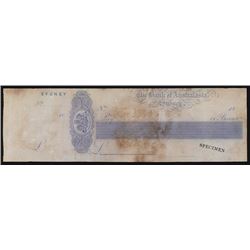 Bank of Australasia Specimen Check.