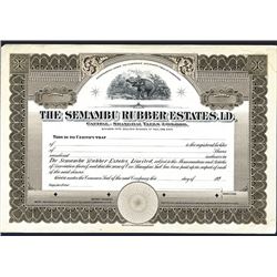 Semabu Rubber Estates, LD, (ca.1920's), Specimen Stock Certificate, Capital: 300,000 Shanghai Taels.