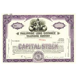 Philippine Long Distance Telephone Co., ca.1970-1980 Specimen Stock Certificate