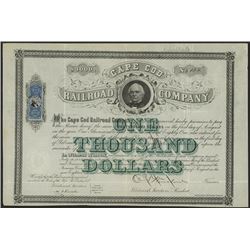 Cape Cod Railroad Co., 1871 Issued Bond.