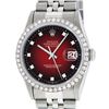 Image 1 : Rolex Stainless Steel Red Vignette Diamond DateJust Men's Watch