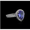 Image 1 : 1.48 ctw Tanzanite and Diamond Ring - 14KT White Gold