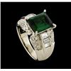 Image 4 : 3.81 ctw Tourmaline and Diamond Ring - Platinum