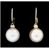 Image 1 : Pearl and Diamond Earrings - 14KT Yellow Gold