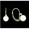 Image 2 : Pearl and Diamond Earrings - 14KT Yellow Gold