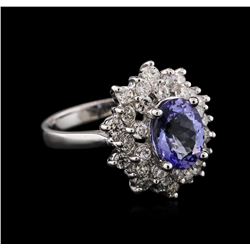 14KT White Gold 2.03 ctw Tanzanite and Diamond Ring