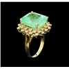 Image 4 : GIA Cert 14.44 ctw Emerald and Diamond Ring - 14KT Yellow Gold