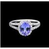 Image 2 : 1.95 ctw Tanzanite and Diamond Ring - 14KT White Gold