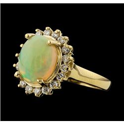 2.42 ctw Opal and Diamond Ring - 14KT Yellow Gold