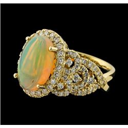 3.65 ctw Opal and Diamond Ring - 14KT Yellow Gold