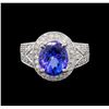 Image 2 : 14KT White Gold 3.72 ctw Tanzanite and Diamond Ring