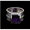 Image 2 : Crayola 3.5 ctw Amethyst and White Sapphire Ring - .925 Silver