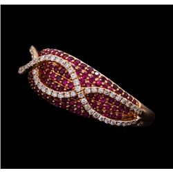 0.81 ctw Ruby and Diamond Ring - 14KT Rose Gold