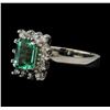 1.35 ctw Emerald and Diamond Ring - 14KT White Gold