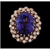 Image 2 : 23.07 ctw Tanzanite and Diamond Ring - 14KT Rose Gold