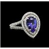 Image 1 : 1.75 ctw Tanzanite and Diamond Ring - 14KT White Gold
