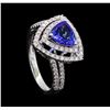 Image 4 : 1.46 ctw Tanzanite and Diamond Ring - 18KT White Gold