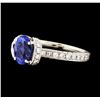 Image 1 : 1.51 ctw Sapphire and Diamond Ring - 18KT White Gold