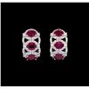 Image 1 : 2.43 ctw Ruby and Diamond Earrings - 18KT White Gold