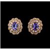 Image 1 : 14KT Rose Gold 2.64 ctw Tanzanite and Diamond Earrings